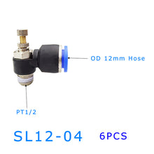 Load image into Gallery viewer, 6pcs SL Pneumatic Fittings 1/8 1/4 3/8 Cylinder Throttle Speed Controller Pressure Relief Valve Air Hose Connector Regulator
