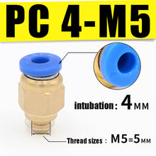 Load image into Gallery viewer, PC Pneumatic air 10mm 8mm 12mm 6mm 4mm hose 1/4 &quot;BSP 1/2&quot; 1/8 &quot;3/8&quot; male thread air nipple brass quick coupling
