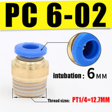 Load image into Gallery viewer, PC Pneumatic air 10mm 8mm 12mm 6mm 4mm hose 1/4 &quot;BSP 1/2&quot; 1/8 &quot;3/8&quot; male thread air nipple brass quick coupling
