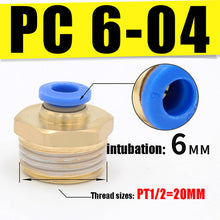 Load image into Gallery viewer, PC Pneumatic air 10mm 8mm 12mm 6mm 4mm hose 1/4 &quot;BSP 1/2&quot; 1/8 &quot;3/8&quot; male thread air nipple brass quick coupling
