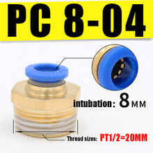 Load image into Gallery viewer, PC Pneumatic air 10mm 8mm 12mm 6mm 4mm hose 1/4 &quot;BSP 1/2&quot; 1/8 &quot;3/8&quot; male thread air nipple brass quick coupling
