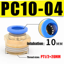 Load image into Gallery viewer, PC Pneumatic air 10mm 8mm 12mm 6mm 4mm hose 1/4 &quot;BSP 1/2&quot; 1/8 &quot;3/8&quot; male thread air nipple brass quick coupling
