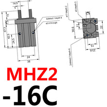 Load image into Gallery viewer, SMC Type Double Acting Air Pneumatic parallel Gripper MHZ2-10D MHZ2-16D 6D 20D 25D 32D 40D S C  Aluminium Clamps Finger Cylinder
