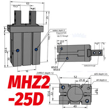 Load image into Gallery viewer, SMC Type Double Acting Air Pneumatic parallel Gripper MHZ2-10D MHZ2-16D 6D 20D 25D 32D 40D S C  Aluminium Clamps Finger Cylinder
