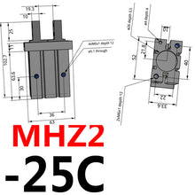 Load image into Gallery viewer, SMC Type Double Acting Air Pneumatic parallel Gripper MHZ2-10D MHZ2-16D 6D 20D 25D 32D 40D S C  Aluminium Clamps Finger Cylinder
