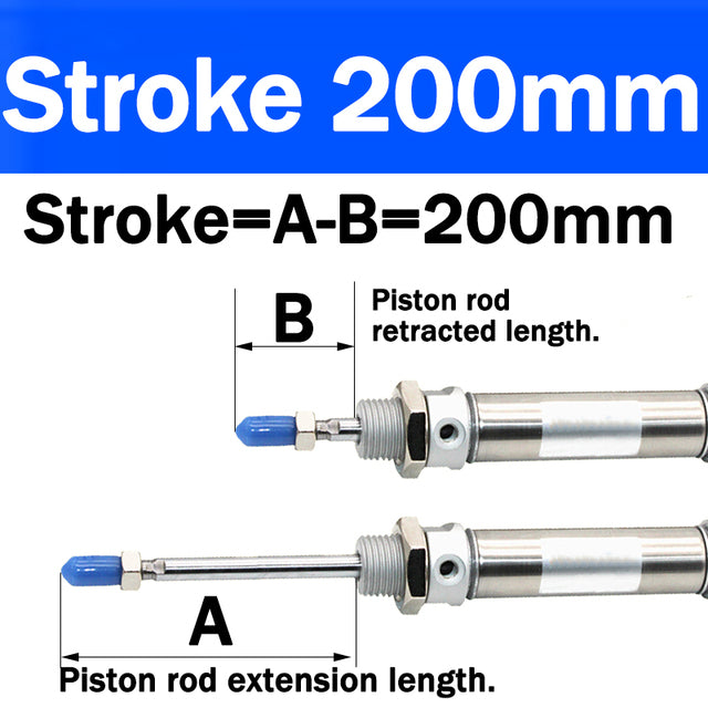 Free Shipping MA16/20/25/32/40 Stainless Steel Double Acting Mini Pneumatic Cylinder 25 To 500 mm Stroke Air Pressure Cylinder