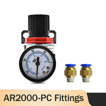 Load image into Gallery viewer, AR2000 G1/4 Pneumatic Mini Air Pressure Relief Control Compressor Regulator Treatment Units Valve with Gauge  4MM-16MM Fitting
