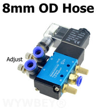 Load image into Gallery viewer, Pneumatic Electric Solenoid Valve 5 Way 2 Position 12V 24V 220V 6mm 8mm 10mm Hose Connect Adjust Control Air Gas Magnetic Valve
