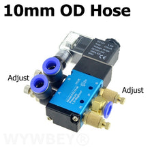 Load image into Gallery viewer, Pneumatic Electric Solenoid Valve 5 Way 2 Position 12V 24V 220V 6mm 8mm 10mm Hose Connect Adjust Control Air Gas Magnetic Valve
