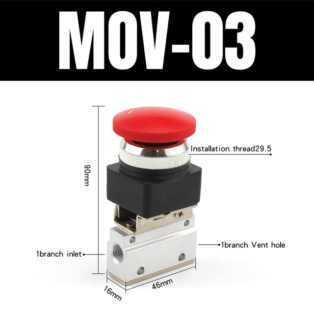 Mov-02 pneumatic valve manual valve air valve switch air control valve button valve roller stroke limit mechanical valve MOV-01