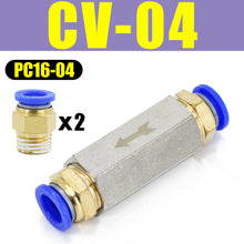 Load image into Gallery viewer, Pneumatic Check Valve 6mm 8mm 10mm 1/4 OD Hose One Way Valve Air Gas Single Way Brass Valve Air Compressor Pipe Fitting Adapter
