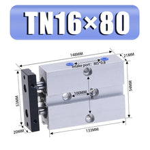 Load image into Gallery viewer, 1pcs Pneumatic Cylinder Double Rod TN16 Bore Cylinder 5/10/15/20/25/30/35/40/50/60/70/80/90/100/125/150mm Stroke Aluminum Alloy
