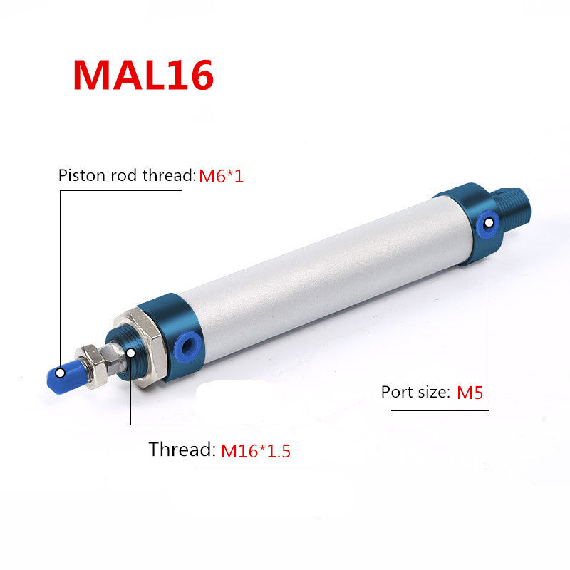 Free shipping MAL16 Series Mini Pneumatic Cylinder 16mm bore 25mm-500mm Stroke Double Acting Aluminum Alloy Air Cylinder