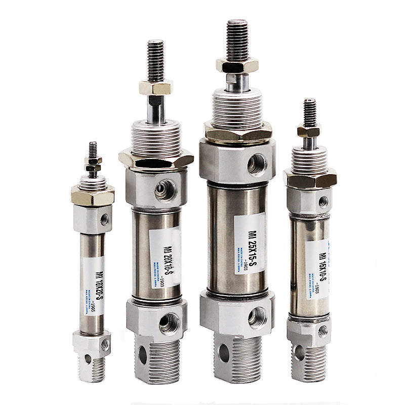 High Quality Small Pneumatic Stainless Steel Mini Cylinder MI25x10,15,20,25,30,40,50,60,75,80,100,125,150,175,200,250,300-S-CA