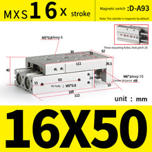 Load image into Gallery viewer, Pneumatic MXS Series Rail Slide Air Cylinder MXS16-10 MXS16-20 MXS16-30 MXS16-40 MXS16-50  MXS16-75 MXS16-100 MXS16-125
