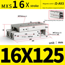 Load image into Gallery viewer, Pneumatic MXS Series Rail Slide Air Cylinder MXS16-10 MXS16-20 MXS16-30 MXS16-40 MXS16-50  MXS16-75 MXS16-100 MXS16-125
