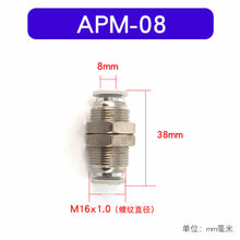 Load image into Gallery viewer, AirTac Pneumatic Accessories Quick Connector APM Series Through The Board Quick Fittings APM4/6/8/10/12/14/16
