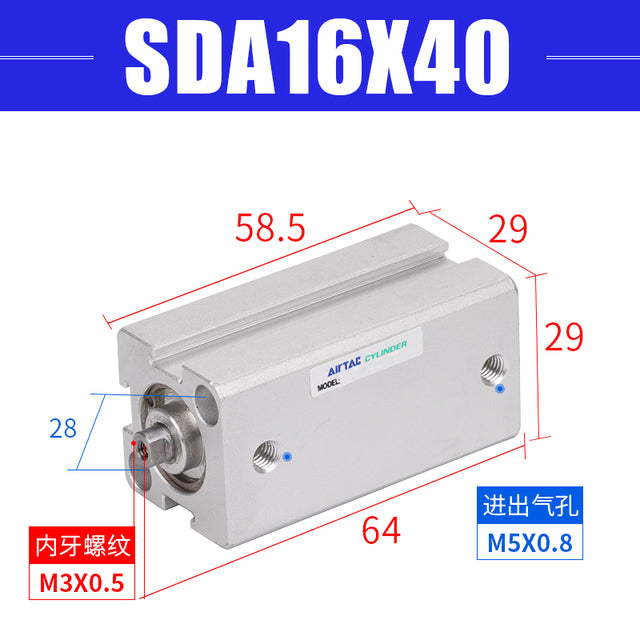 AirTac SDA Series Air Thin Cylinder Pneumatic Parts Cylinder SDA16X5X10X15X20X25X30X35X40X45X50X55X60