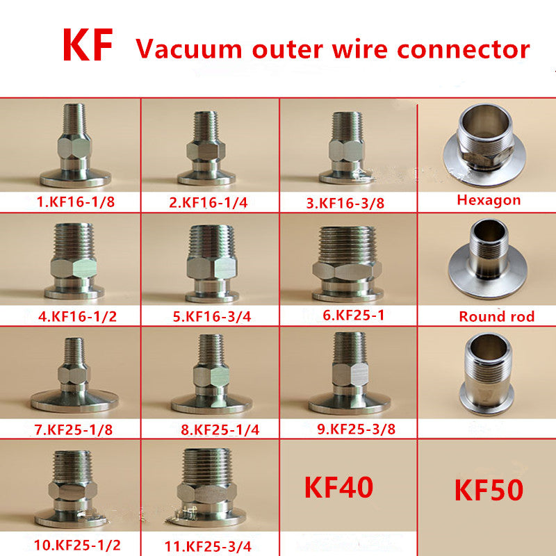 KF40 Vacuum external thread  Connector 304 Stainless Steel KF Quick Fitting Outer Wire For Vacuum Equipment Fittings Connection